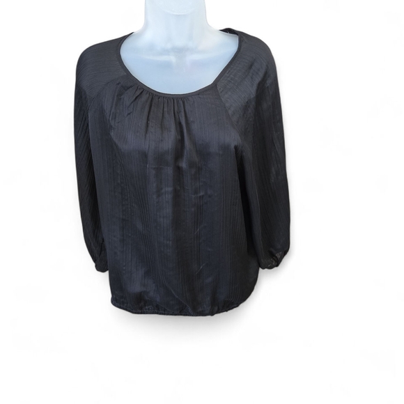LOFT Black Blouse with 3/4 Sleeves - Picture 1 of 5